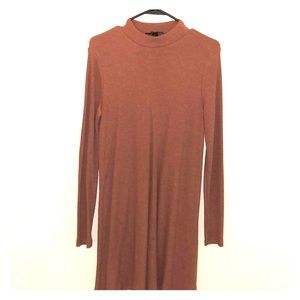 Nude pink long sleeve turtle neck dress